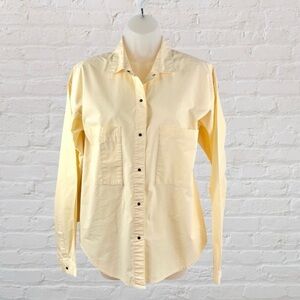 VTG Patagonia women sz 14 shirt snap front yellow long sleeve pockets*flaws READ